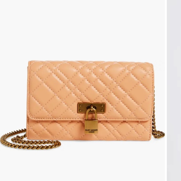 New🍑Kurt Geiger Light/Pastel Orange Mini Brixton Lock Shoulder Bag - Picture 2 of 3